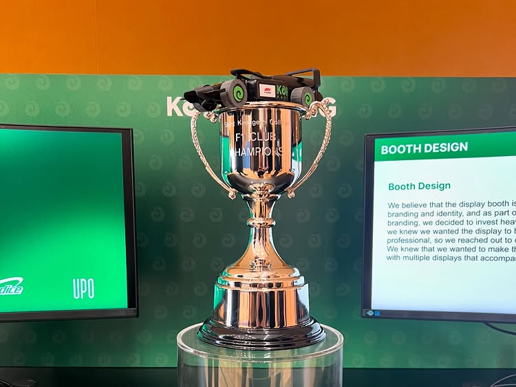 Our car sitting on top of the trophy won at the school competition